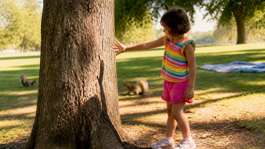 Child watching shadows change on wall by window