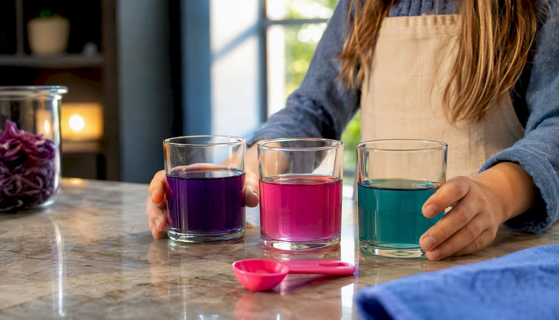 Colorful red cabbage acid base experiment