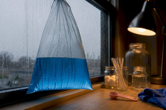 Water cycle bag by rainy classroom window