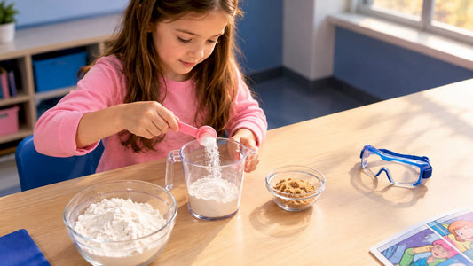 Child measuring ingredients for science experiment