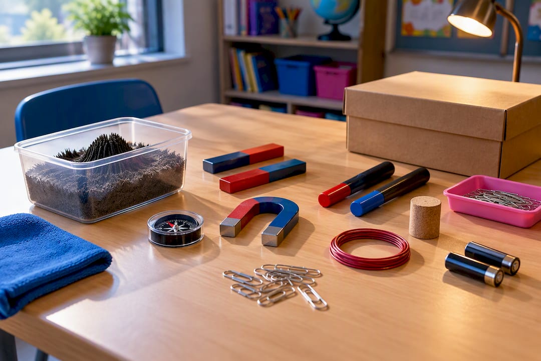 Magnetism experiment materials prepared for children