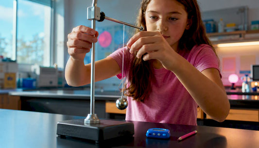 Student timing a pendulum experiment