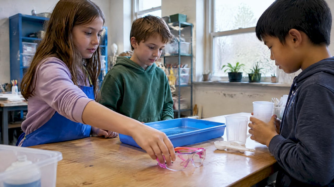 Children preparing a safe science experiment