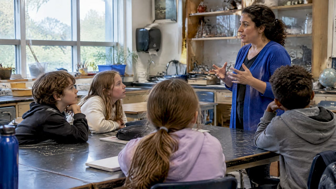 Teacher telling a science story to students